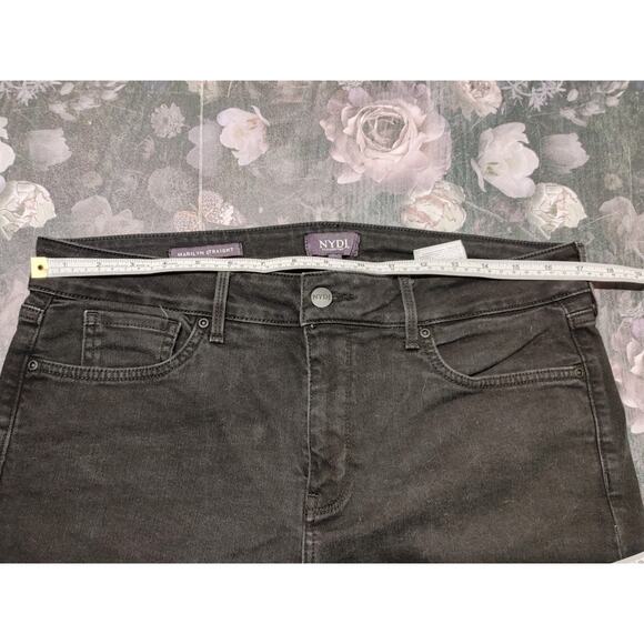 NYDJ Marilyn Straight Jeans Mid Rise Slim Fit Black Denim Womens Plus Size 14 - Picture 6 of 7